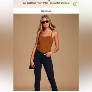 Lulus Heights Rust Orange Strappy Back Bodysuit